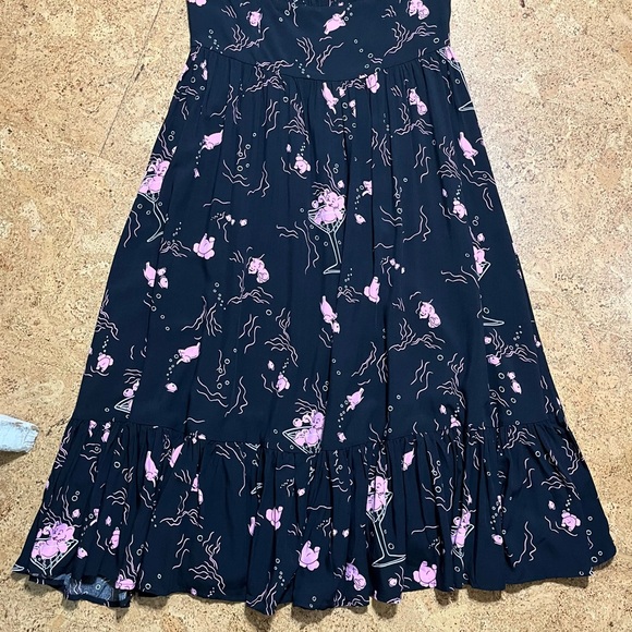 Collectif Carmen Tipsy Elephants Dress NWT In Black & Pink Sz 8/M US - Picture 12 of 16